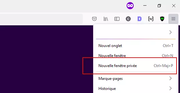 Fenêtre privée sous Firefox